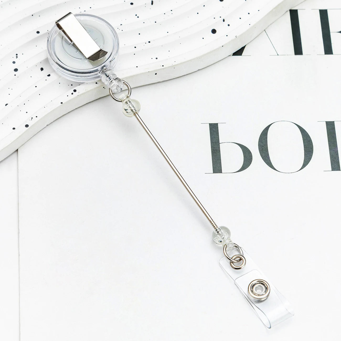 Card Holder Retractable Easy Pull Buckle Creative Beads Keychain Retractable Buckle Work Badge ID Easy Pull String Buckle