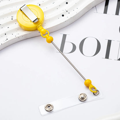 Card Holder Retractable Easy Pull Buckle Creative Beads Keychain Retractable Buckle Work Badge ID Easy Pull String Buckle