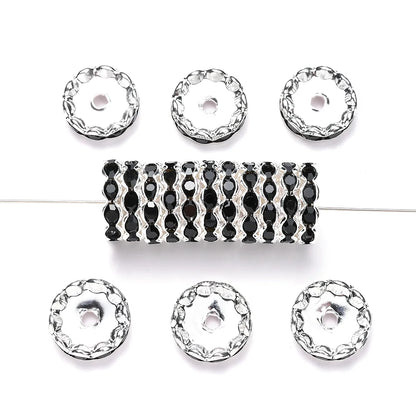 20pcs 15mm Wavy Edge Rhinestone Spacers Colorful Rhinestone Alloy Spacer Beads For Jewelry DIY Beaded Making Accessories
