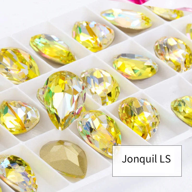 Twinkling Violet Tear Drop K9 Glass Rhinestones Glass Crystal Pointback Rhinestones Glue on Garment Crafts Jewelry Accessories