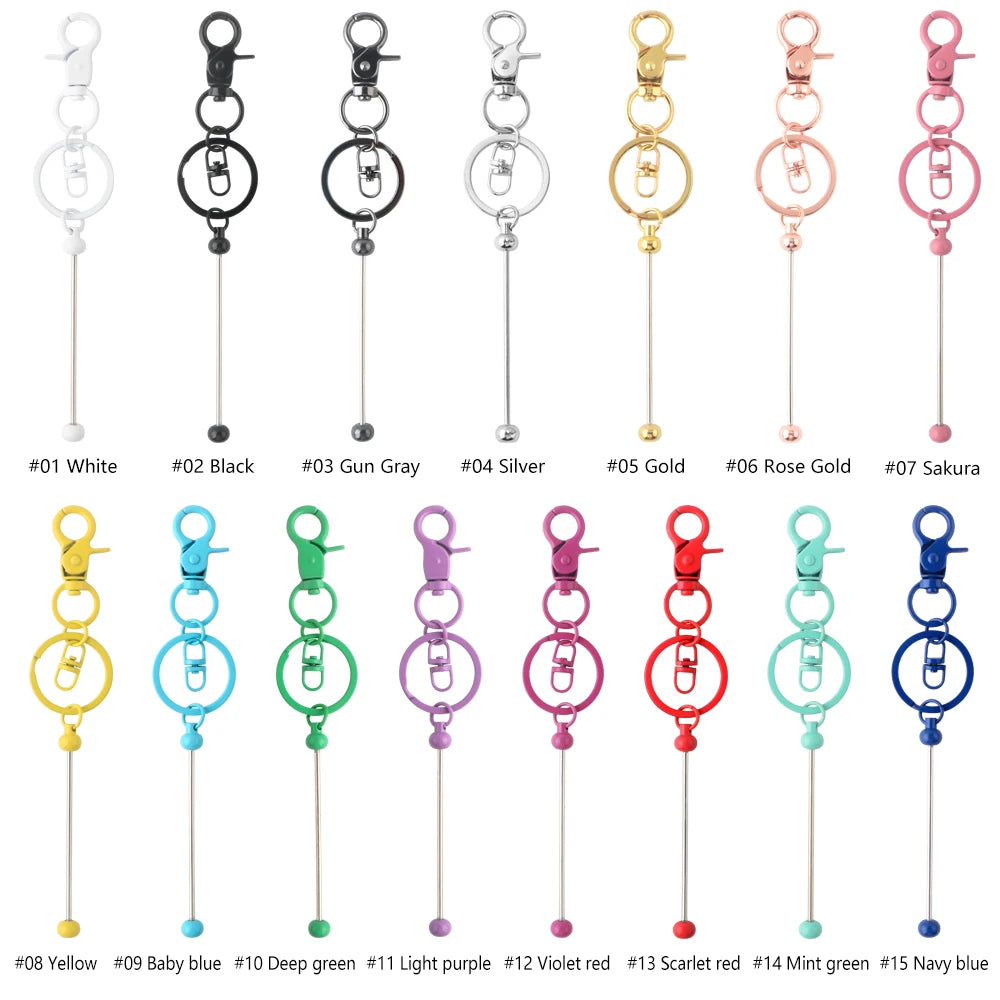 Kovict 20-100Pcs Beadable Keychain Bars For Beads Blank Keychain Metal Beaded Keychain For Keychain DIY Projects Pendant Jewelry