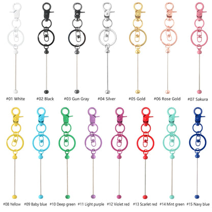 Kovict 20-100Pcs Beadable Keychain Bars For Beads Blank Keychain Metal Beaded Keychain For Keychain DIY Projects Pendant Jewelry