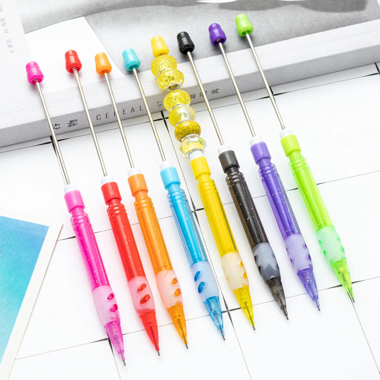 DIY Beaded Pencil for Students Non Sharpening Pencil 0.5 Non Refilling Beadable Automatic Cute Writing Pencil Wholesale
