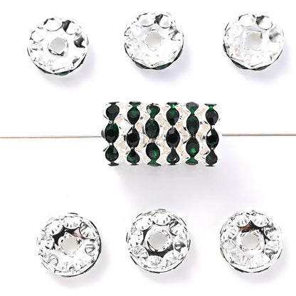 30Pcs 12mm Alloy Wave Edge Rhinestone Beads Multicolor Round Crystal Loose Spacer Beads For Jewelry Making Diy Pen Accessories