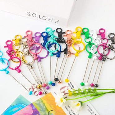 Kovict 20-100Pcs Beadable Keychain Bars For Beads Blank Keychain Metal Beaded Keychain For Keychain DIY Projects Pendant Jewelry