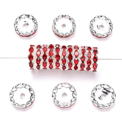 20pcs 15mm Wavy Edge Rhinestone Spacers Colorful Rhinestone Alloy Spacer Beads For Jewelry DIY Beaded Making Accessories