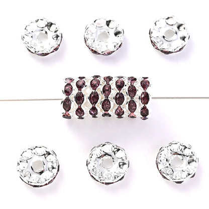 30Pcs 12mm Alloy Wave Edge Rhinestone Beads Multicolor Round Crystal Loose Spacer Beads For Jewelry Making Diy Pen Accessories