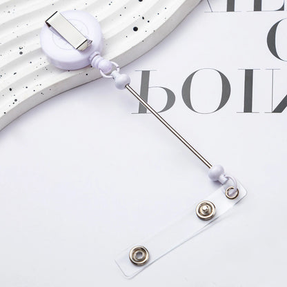 Card Holder Retractable Easy Pull Buckle Creative Beads Keychain Retractable Buckle Work Badge ID Easy Pull String Buckle