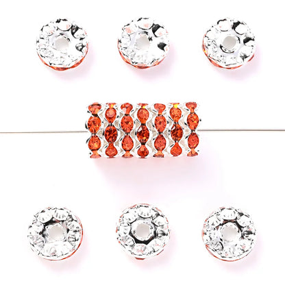30Pcs 12mm Alloy Wave Edge Rhinestone Beads Multicolor Round Crystal Loose Spacer Beads For Jewelry Making Diy Pen Accessories