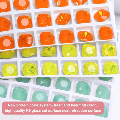 Cushion Rhinestones Glitter Opal Series Glass Charms Nail Art  Beads Jewelry Making Accessories Glass Beads Stones