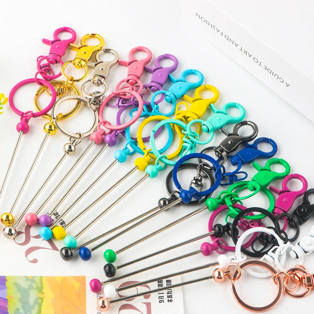 Kovict 20-100Pcs Beadable Keychain Bars For Beads Blank Keychain Metal Beaded Keychain For Keychain DIY Projects Pendant Jewelry
