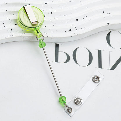 Card Holder Retractable Easy Pull Buckle Creative Beads Keychain Retractable Buckle Work Badge ID Easy Pull String Buckle