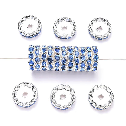 20pcs 15mm Wavy Edge Rhinestone Spacers Colorful Rhinestone Alloy Spacer Beads For Jewelry DIY Beaded Making Accessories