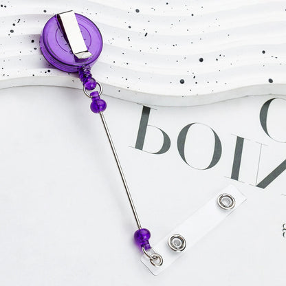 Card Holder Retractable Easy Pull Buckle Creative Beads Keychain Retractable Buckle Work Badge ID Easy Pull String Buckle