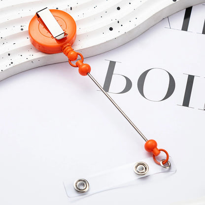 Card Holder Retractable Easy Pull Buckle Creative Beads Keychain Retractable Buckle Work Badge ID Easy Pull String Buckle