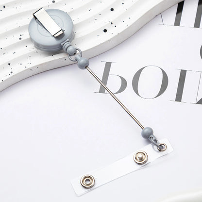 Card Holder Retractable Easy Pull Buckle Creative Beads Keychain Retractable Buckle Work Badge ID Easy Pull String Buckle