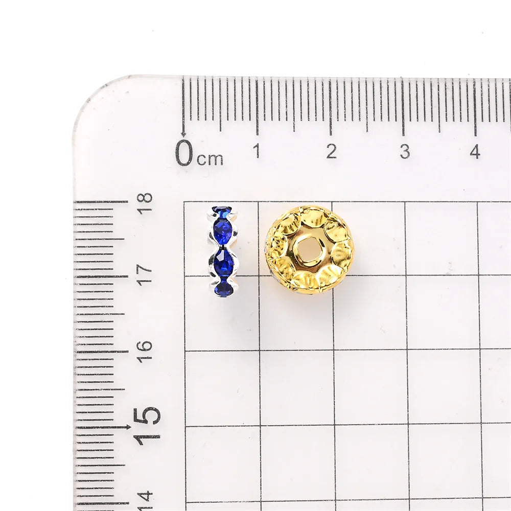 30Pcs 12mm Alloy Wave Edge Rhinestone Beads Multicolor Round Crystal Loose Spacer Beads For Jewelry Making Diy Pen Accessories