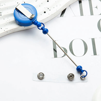 Card Holder Retractable Easy Pull Buckle Creative Beads Keychain Retractable Buckle Work Badge ID Easy Pull String Buckle