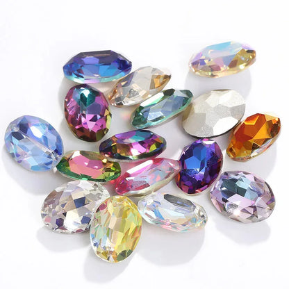 Oval Rhinestones Piontback Nail Art Rhinestones K9 Glass Strass Crystal Glue on Clothes Crystal Beads
