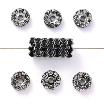 30Pcs 12mm Alloy Wave Edge Rhinestone Beads Multicolor Round Crystal Loose Spacer Beads For Jewelry Making Diy Pen Accessories
