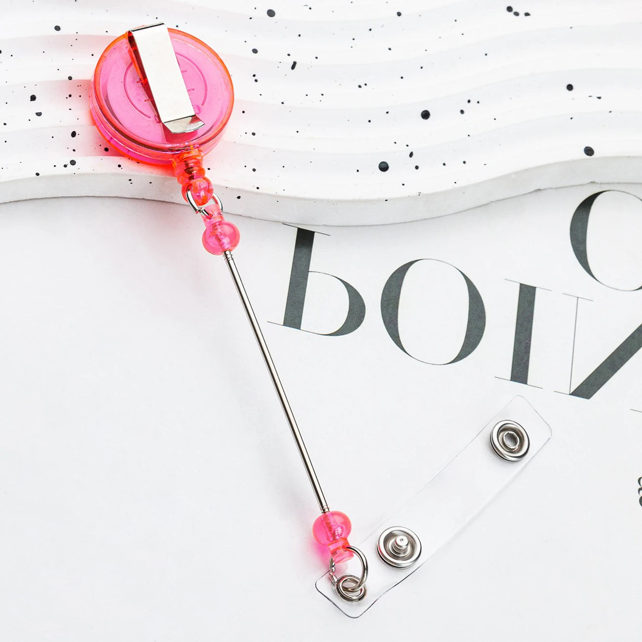 Card Holder Retractable Easy Pull Buckle Creative Beads Keychain Retractable Buckle Work Badge ID Easy Pull String Buckle