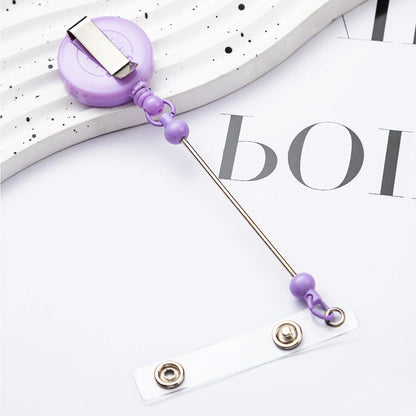 Card Holder Retractable Easy Pull Buckle Creative Beads Keychain Retractable Buckle Work Badge ID Easy Pull String Buckle