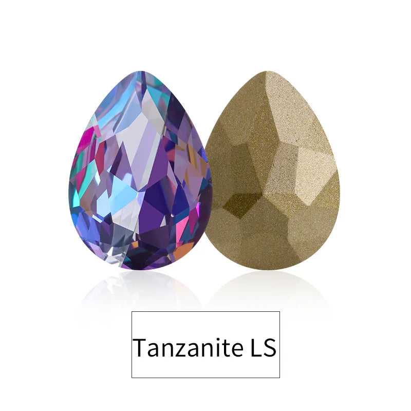 Twinkling Violet Tear Drop K9 Glass Rhinestones Glass Crystal Pointback Rhinestones Glue on Garment Crafts Jewelry Accessories