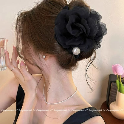 Rose Camellia~ Sweet Flower Grab Clip Girl 2025 New Large Ambient Shark Clip Hairpin Premium Headgear