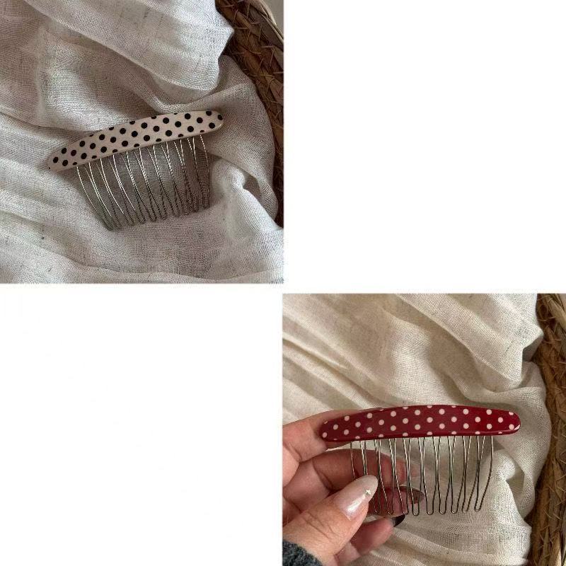 Korean polka dot oval bangs inserted comb broken hair finishing artifact hair inserted into the back of the woman's head upside down comb hairpin