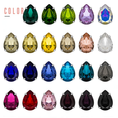 Fashion Drop Shape Sew On Crystal Rhinestones 18x25mm 20x30mm Big for Garment Shoes Bag Decoration