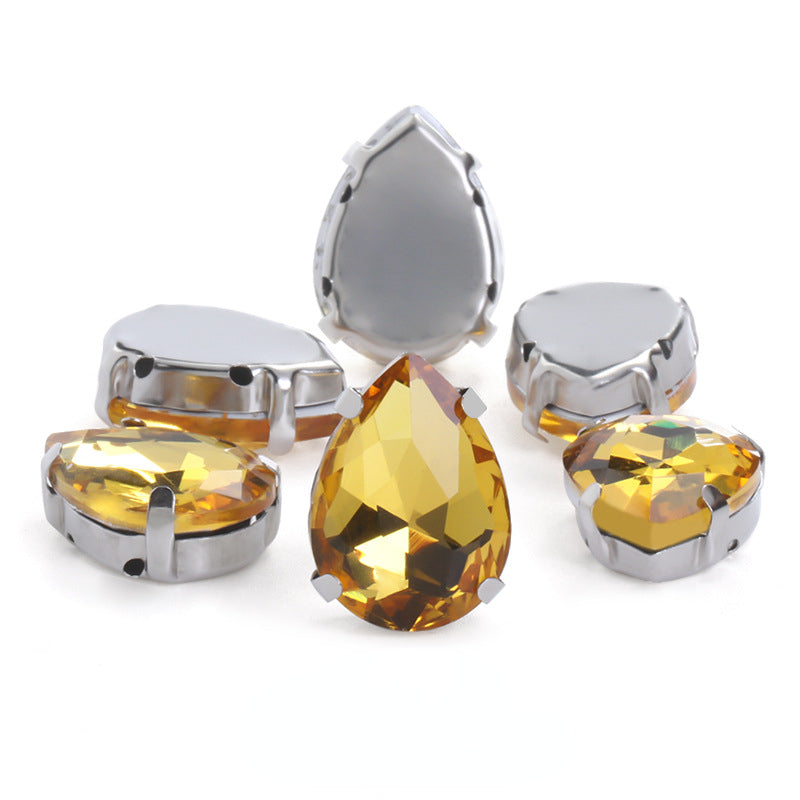 Fashion Drop Shape Sew On Crystal Rhinestones 18x25mm 20x30mm Big for Garment Shoes Bag Decoration