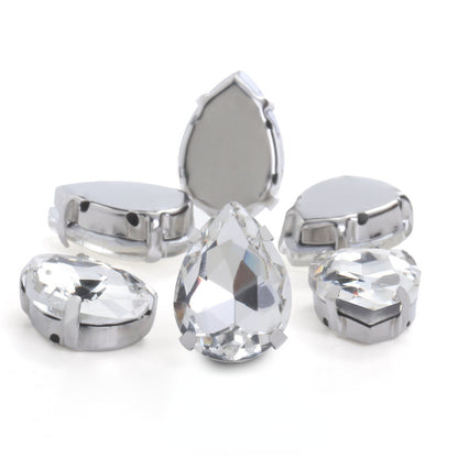 Fashion Drop Shape Sew On Crystal Rhinestones 18x25mm 20x30mm Big for Garment Shoes Bag Decoration