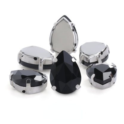 Fashion Drop Shape Sew On Crystal Rhinestones 18x25mm 20x30mm Big for Garment Shoes Bag Decoration