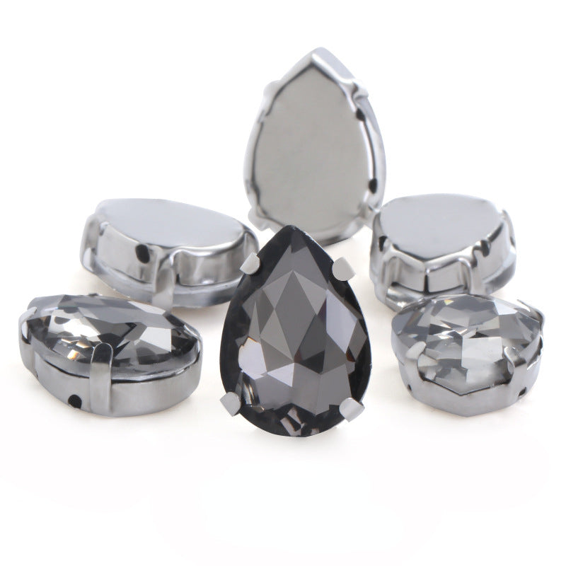 Fashion Drop Shape Sew On Crystal Rhinestones 18x25mm 20x30mm Big for Garment Shoes Bag Decoration