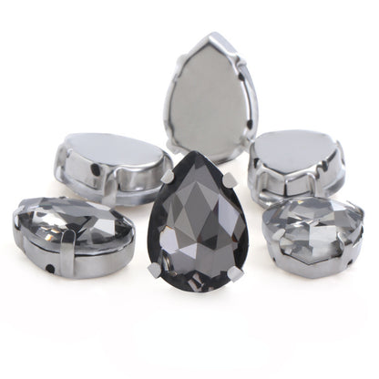 Fashion Drop Shape Sew On Crystal Rhinestones 18x25mm 20x30mm Big for Garment Shoes Bag Decoration