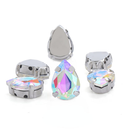 Fashion Drop Shape Sew On Crystal Rhinestones 18x25mm 20x30mm Big for Garment Shoes Bag Decoration