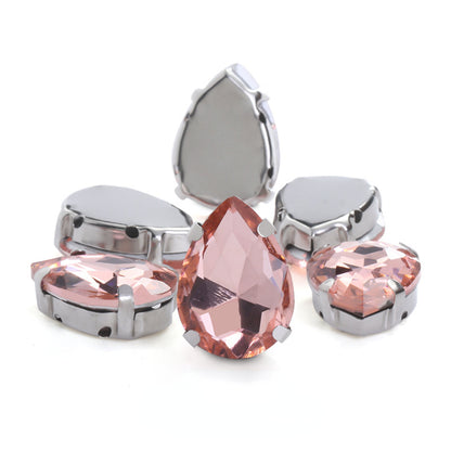 Fashion Drop Shape Sew On Crystal Rhinestones 18x25mm 20x30mm Big for Garment Shoes Bag Decoration