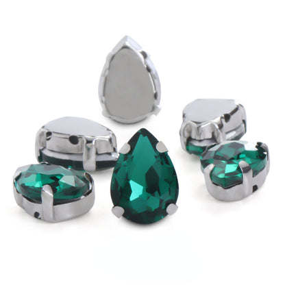 Fashion Drop Shape Sew On Crystal Rhinestones 18x25mm 20x30mm Big for Garment Shoes Bag Decoration