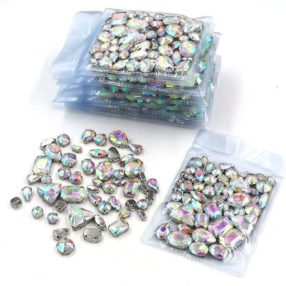 Fashion 50pcs Mix Shapes Sew On Rhinestone With Silver Bottom Crystal for DIY Clothing Jewelry Ornament