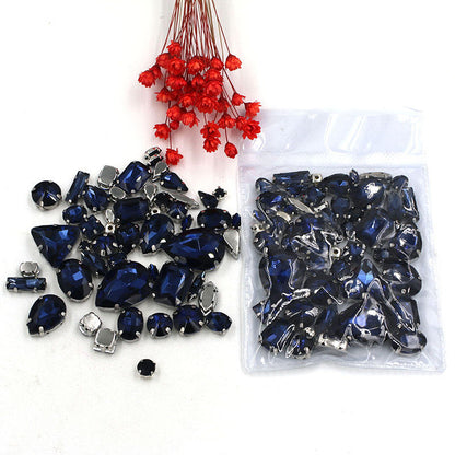 Fashion 50pcs Mix Shapes Sew On Rhinestone With Silver Bottom Crystal for DIY Clothing Jewelry Ornament