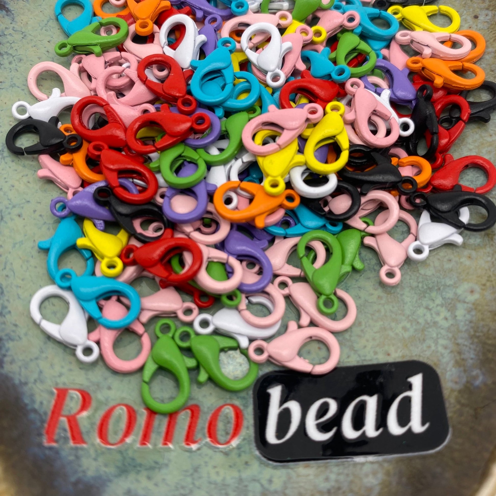 Colorful plated lobster clasp 12mm length - Romo bead