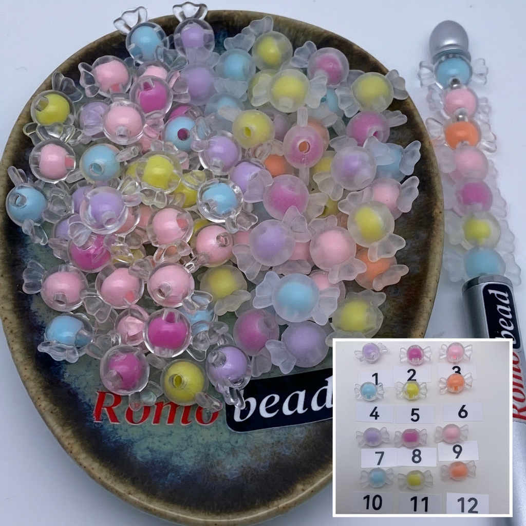 Composite image for clear and frosted candy beads