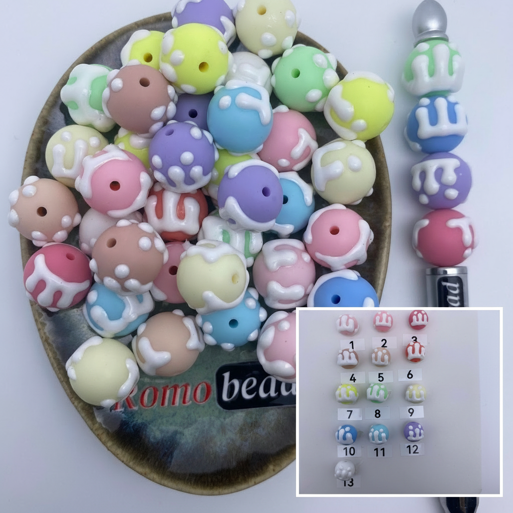 Composite image for hand made print round beads