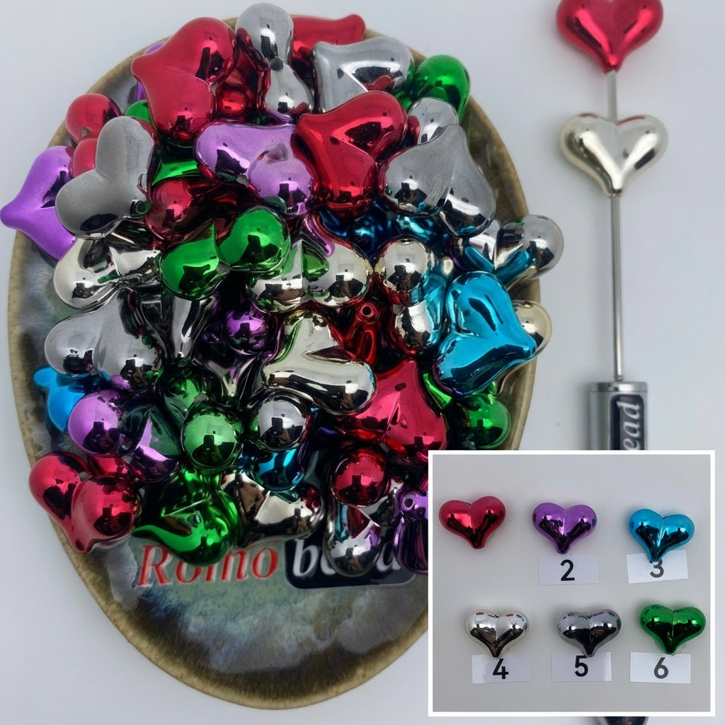 Composite image for shiny heart beads