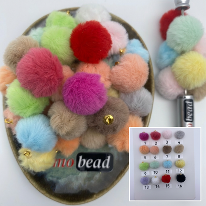 Composite image for straight round pendent pompom beads