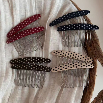 Korean polka dot oval bangs inserted comb broken hair finishing artifact hair inserted into the back of the woman's head upside down comb hairpin