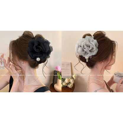 Rose Camellia~ Sweet Flower Grab Clip Girl 2025 New Large Ambient Shark Clip Hairpin Premium Headgear