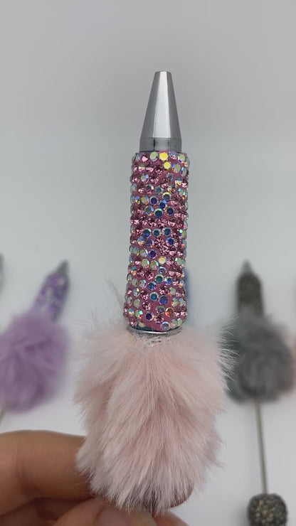 Pom pom rhinestone pen