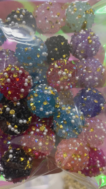 371. Sugar round with pearl beads 16mm mix color 30pcs