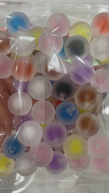 364. Frosted double layer round beads mix 16mm color 50 pcs